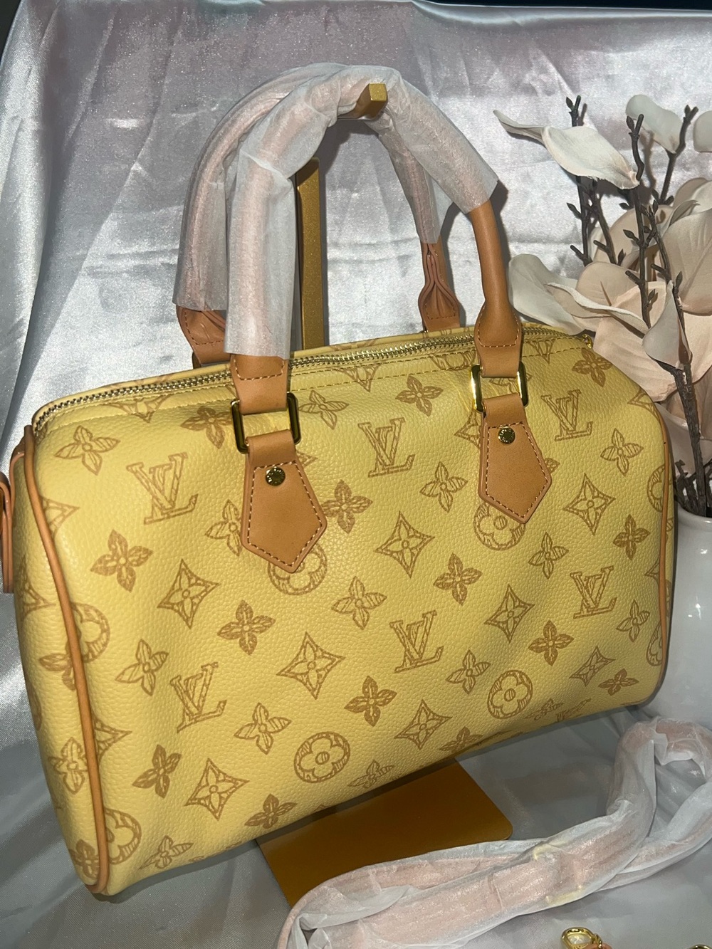 Inspired Yellow Monogram Speedy-Style Top-Handle Bag